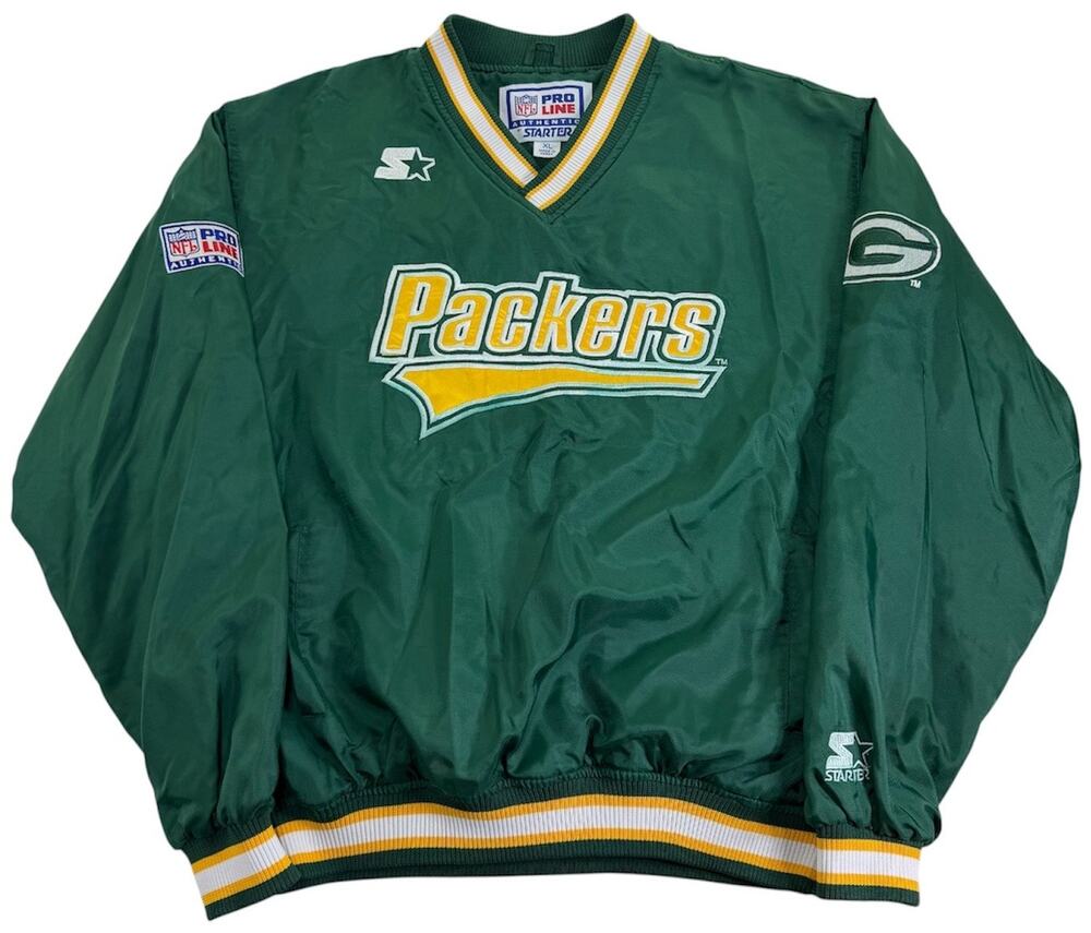 Vintage 90s Green Bay Packers Youth XL Windbreaker Jacket Starter Pro Line